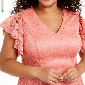 Jessica Howard Coral Lace Midi Dress